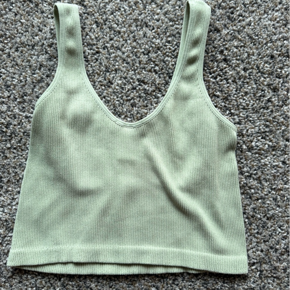 💚Altar'd State Light Sage Ribbed Crop Tank - Picture 2 of 3